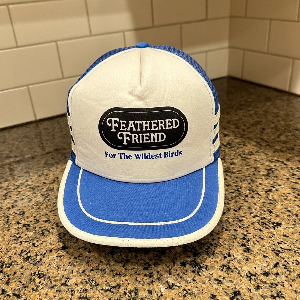 Feathered Friend San Sun Three Striped Trucker Hat Mens OS Blue White Cotton